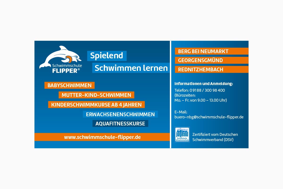 Anzeigenvorlage für Partner des Schwimmschule Flipper