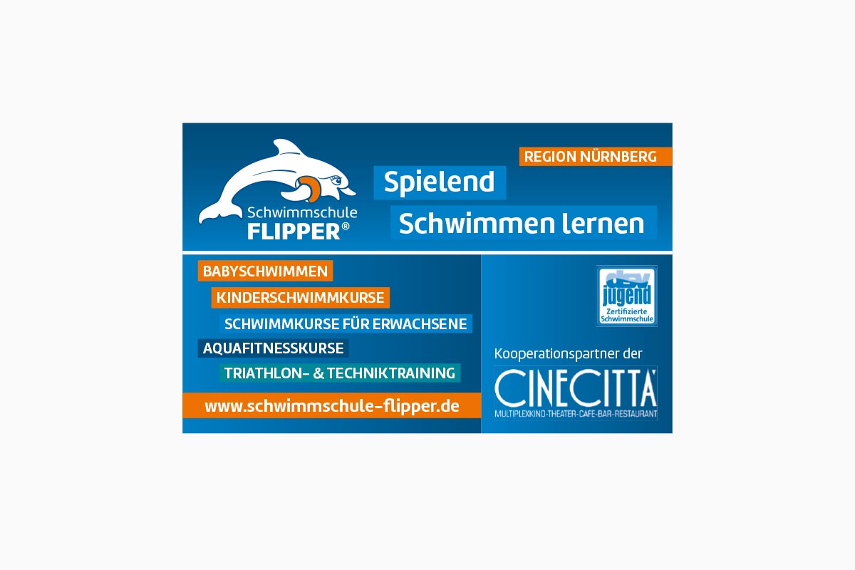 Anzeige für Schwimmschule Flipper Nürnberg mit Sponsorpartner