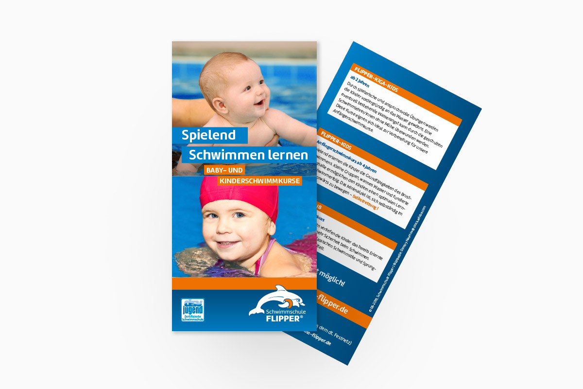 Flyer "Kinderschwimmen" für Schwimmschule Flipper