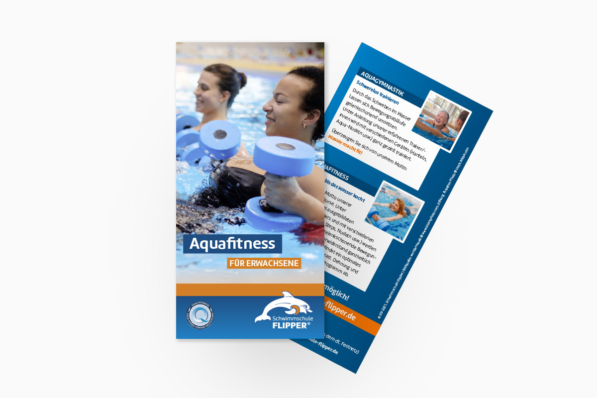 Flyer "Aquafitness" für Schwimmschule Flipper